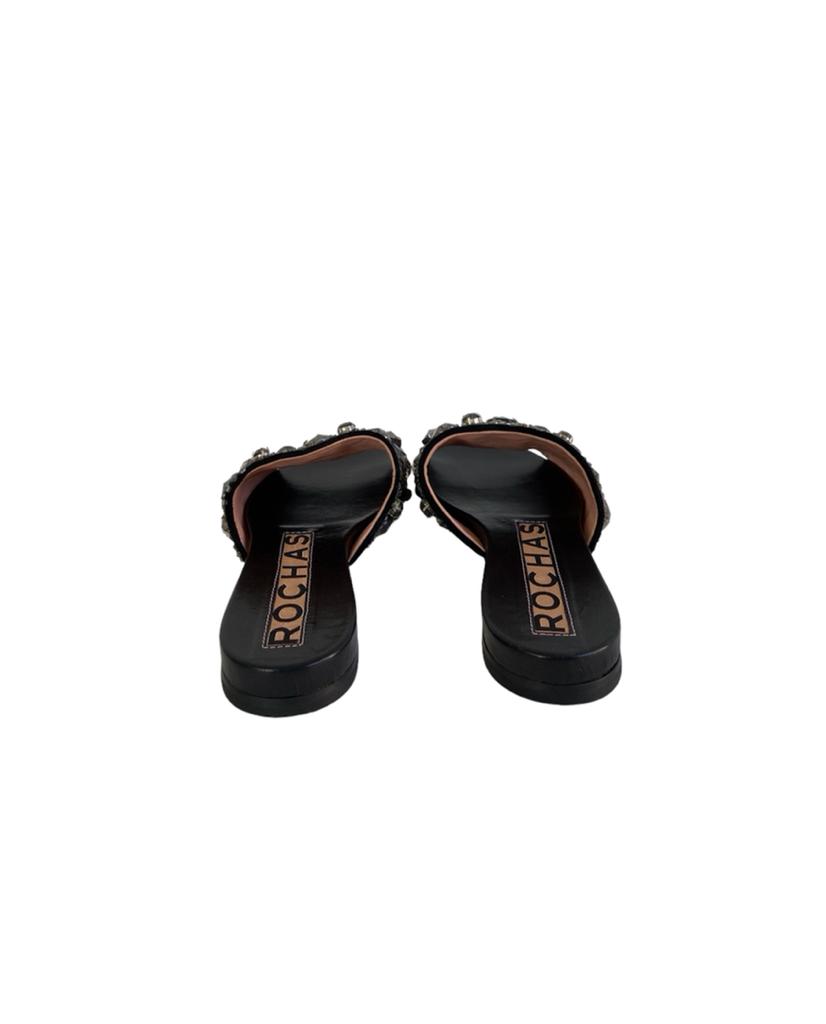 Flat Black Crystals sandals